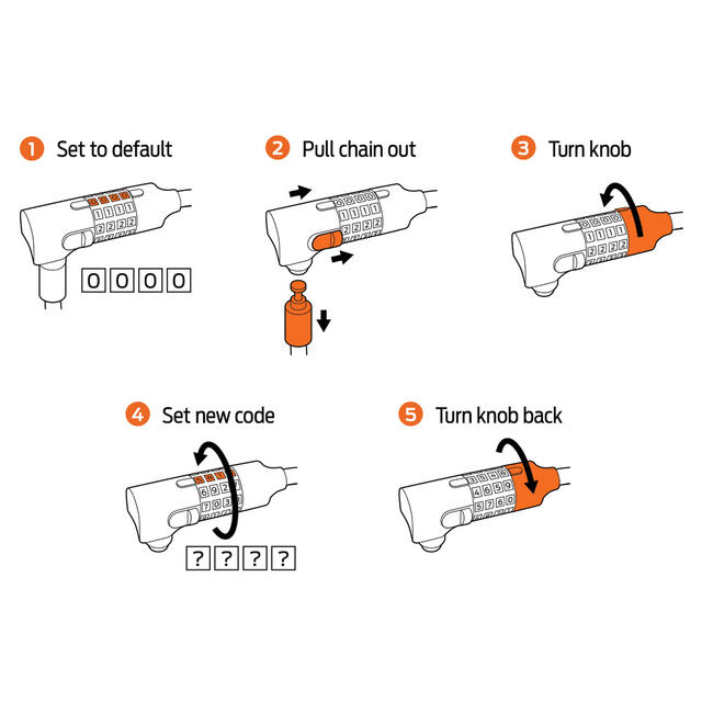 Sykkellås Axa Resolute 8–180 Cable Lock 3 Code 