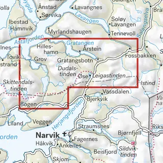 Spanstinden Dudalstinden Calazo H&#248;yfjellskart 1:25 000 Narvik