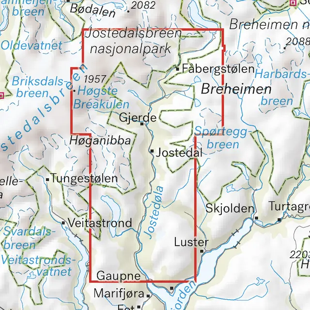 Jostedalen Calazo Høyfjellskart 1:25 000 