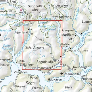 Togga Frudalshesten Calazo H&#248;yfjellskart 1:25 000 Sogndal